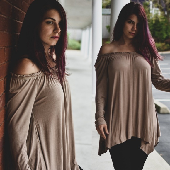 Luxe Label Tops - LONG SLEEVE SHARKBITE HEM TUNIC